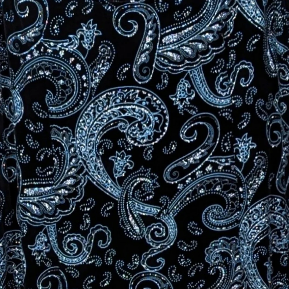 Alex Evenings Jacket & Sleeveless Top Paisley Sparkle Mandarin Collar Dressy XL